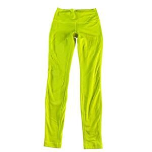 Lululemon Womens Size 4 Leggings Neon Yellow High Rise Yoga Pants Athletic